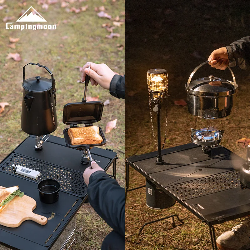 Campingmoon-ハーフユニット炉フレームプレート、デュアルストーブ