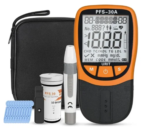 Blood Lipid Detection Instrument 5 in 1 Lipid Profile Test Meter Total Cholesterol Triglyceride High Low Density Lipoprotein Analyzer URIT Measuring System
