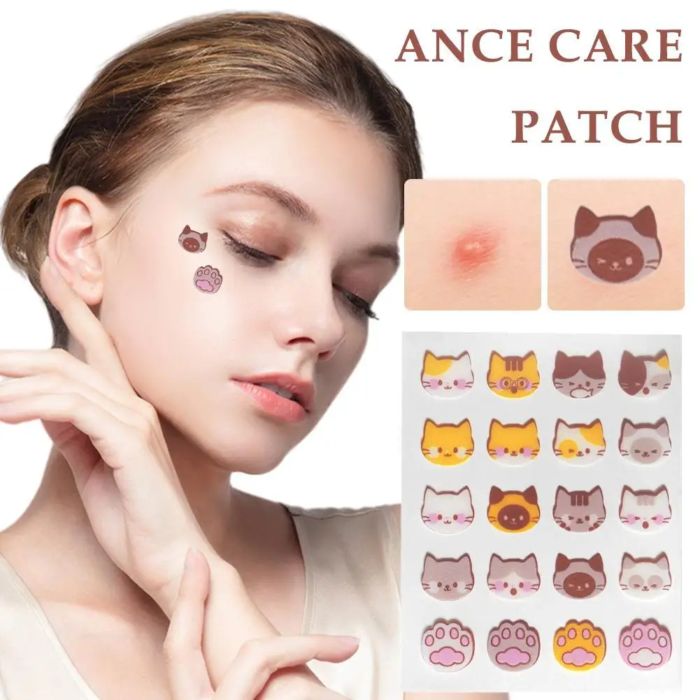 

20pc Cute Cat Anti-ance Patch Hydrocolloid Acne Pimple Removal Sticker Gentle Repair Oil Control Breathable Soothing Facial Care