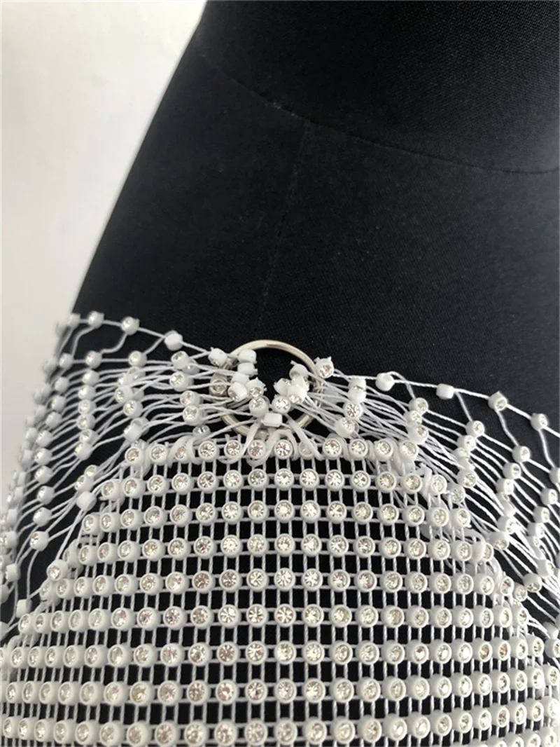 Sexy durchsichtiges Mesh-Diamant-T-Shirt für Damen, Sommer, ausgehöhlt, Strand-Vertuschung für Raves, Festivals und Clubwear, transparentes Oberteil – Detail 14