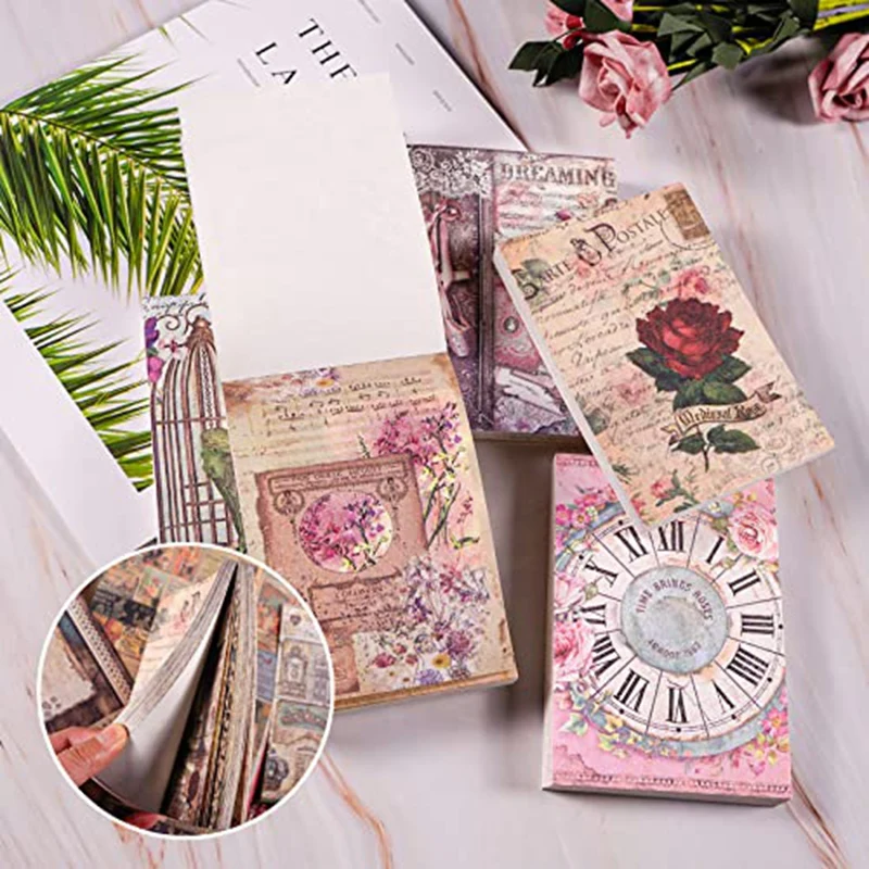 빈티지 스크랩북 종이 꽃 시리즈 스크랩북 용품, DIY 컬렉션 장식 종이, 500 개