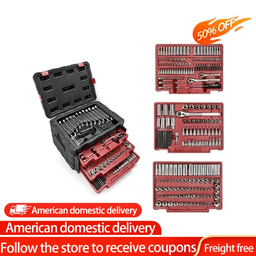 

450-Piece Mechanics Tool Set Hand Tools Box Universal Professional Tool Kit With Heavy Duty Case Box Freight Free Freight Free