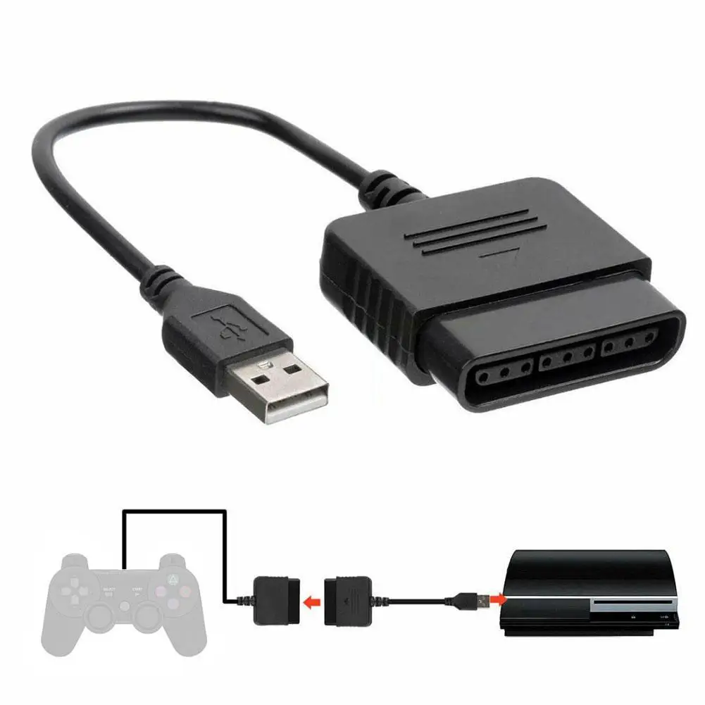 PS2용 게임 컨트롤러용 USB 어댑터 변환 케이블, PS3 PC 비디오 게임용 어댑터 케이블 (드라이버 없이 사용 가능)