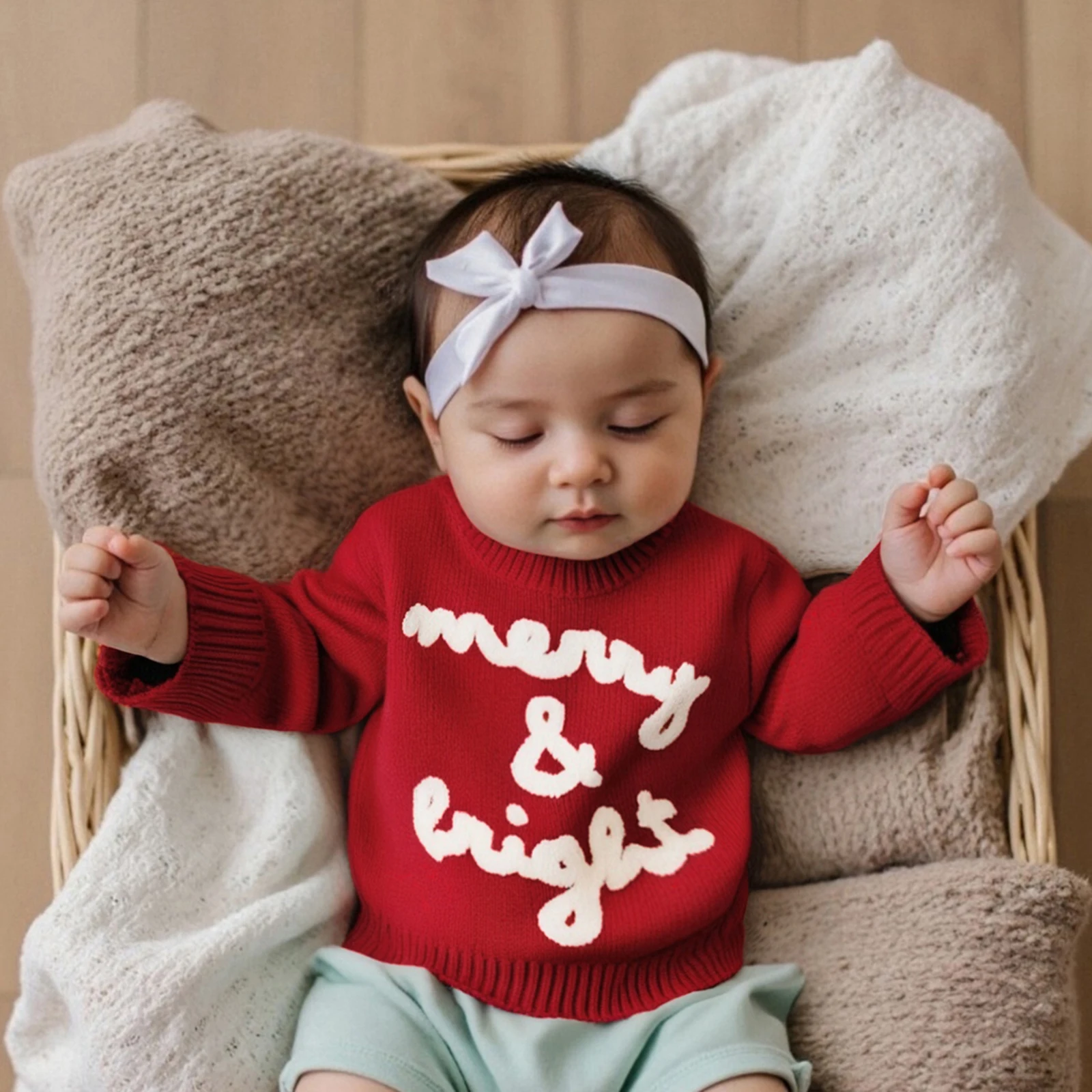 여자 크리스마스 스웨터 긴 소매 라운드 넥 레터 자수 풀오버 니트웨어