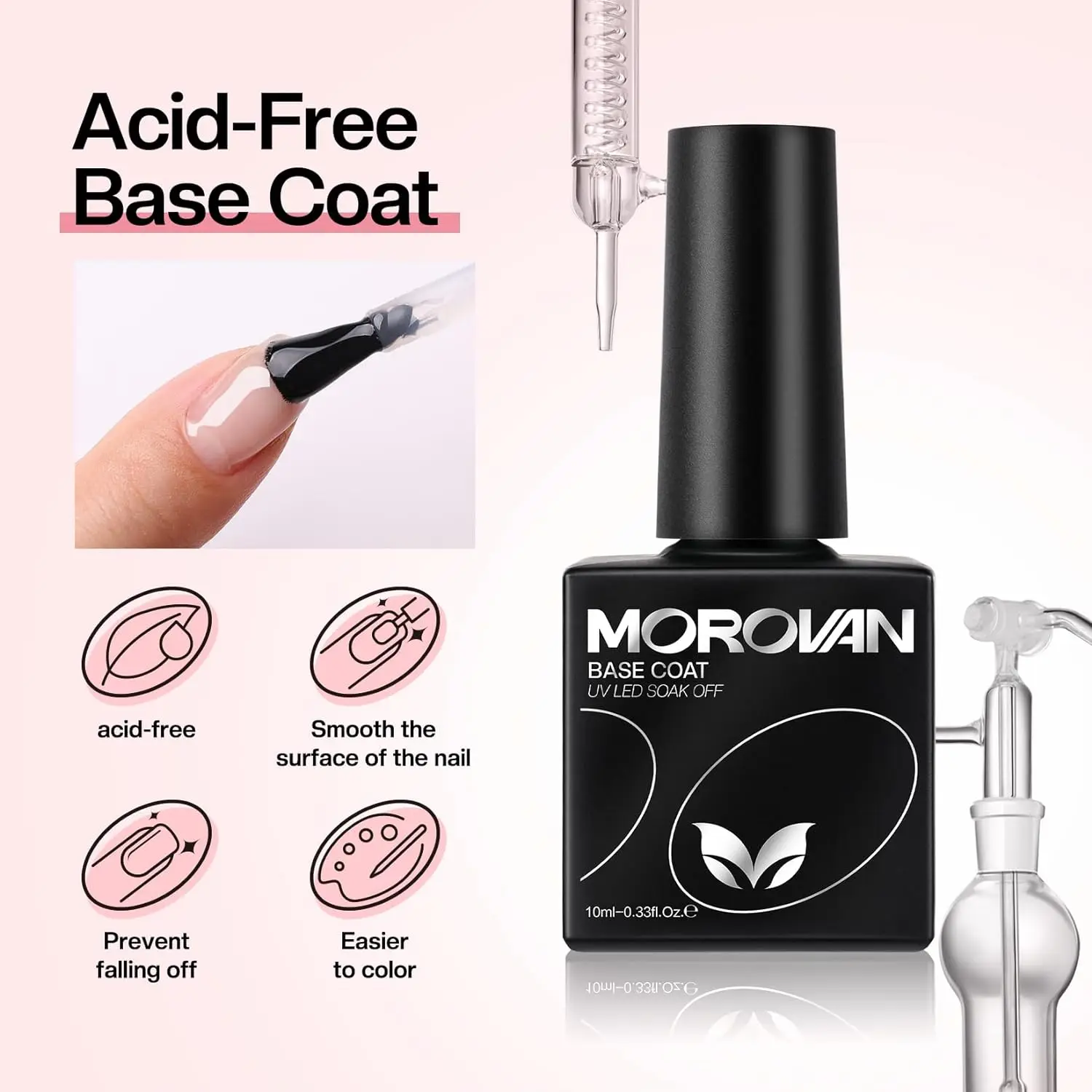 2Pcs 10ML Gel Top Coat Base Coat No Wipe Natural Nails UV Gel Nails Acrylic Long Lasting Soak Off Top Base Set nail art set nail top coat