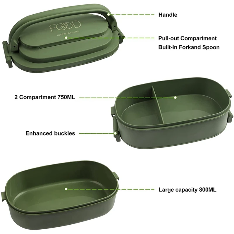 Lunch Box Leakproof Bento Box Kids Adults Cutlery Set Bento Boxes Kid Men Women Adults Working Schools