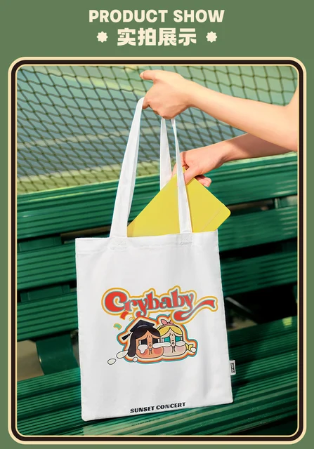 POPMART CRYBABY Sunset Concert Series Canvas Shoulder Bag Cute 