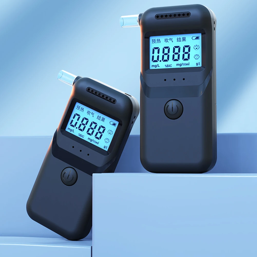 Digital Portable Breathalyzer with 5 Mouthpieces LCD Display Handheld Alcohol Analyzer Drunk Driving Analyzer for Home Party Use