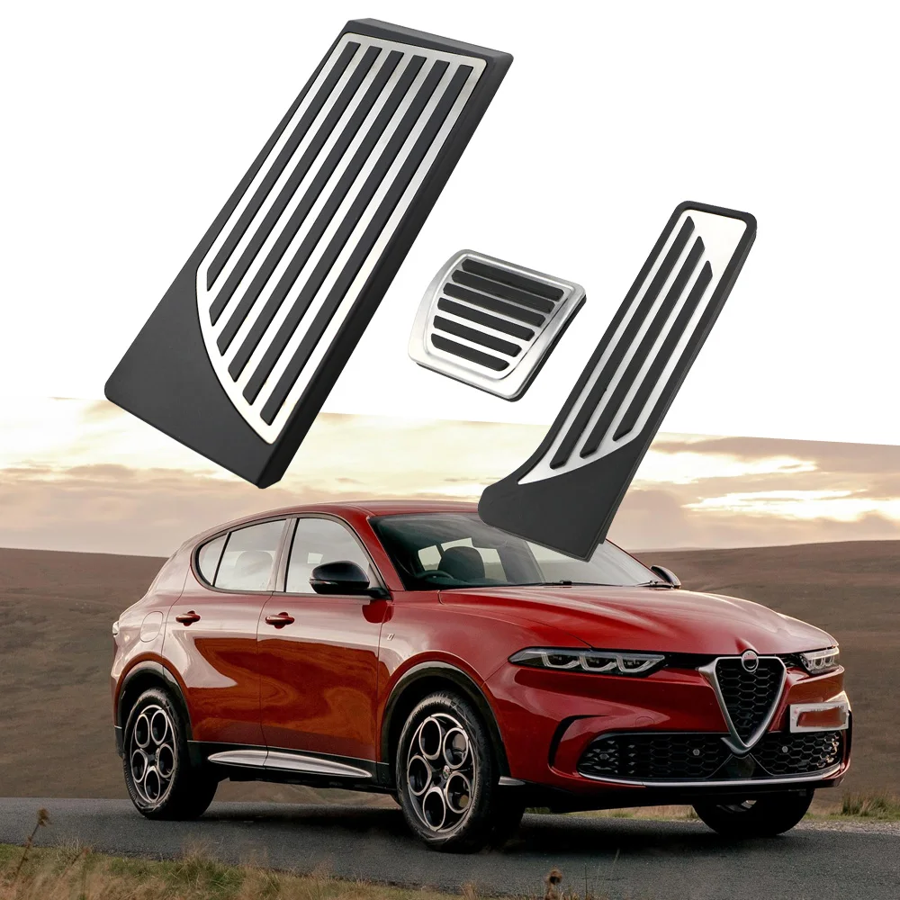 Alfa Romeo Giulia Stelvio 2016-2023 LHD 스테인레스 스틸 가스 가속기 브레이크 페달 커버 패드 부품 용 AT 스포츠카 페달