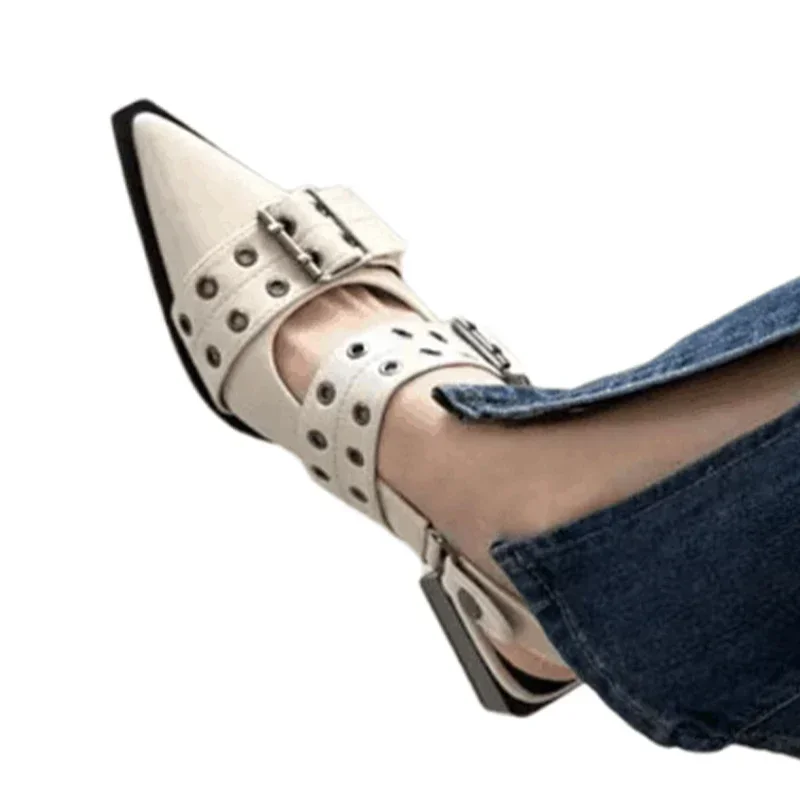 New Woman Pointed Toe Shoes Slingback Shoes Ladies Slingback Heels Pointed Toe Heels Designer Block Heel Mary Jane