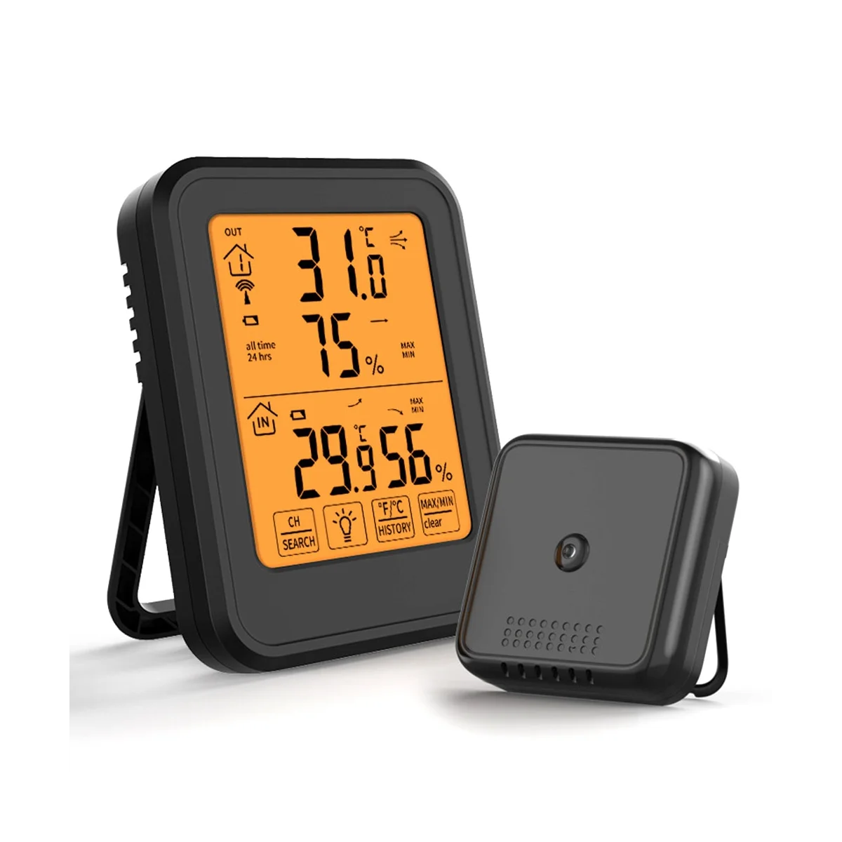 

Digital Temperature and Humidity Meter Intelligent Touch Screen LED Temperature Recorder Electronic Hygrometer Black