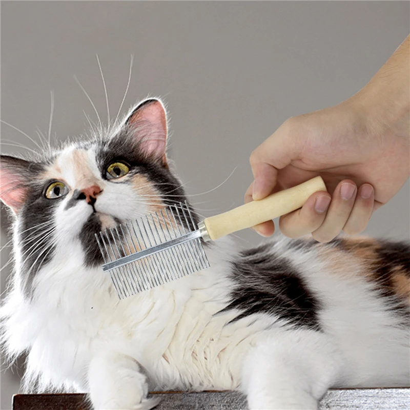Wooden Handle Pet Grooming Comb for Dogs & Cats 3
