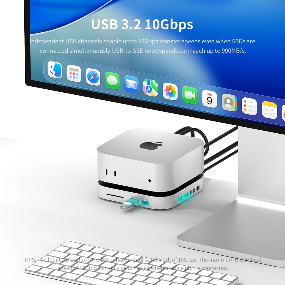 Mac mini M4 ハブ スタンド (4TB M.2 SSD エンクロージャ付き)、Mac