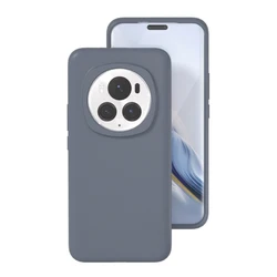 Premium Soft Liquid Silicone Protective Case with Flocked Interior for Honor Magic6 Pro (Grey)