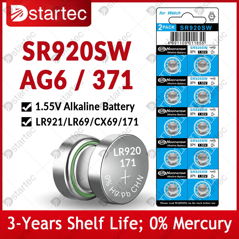 Lot De 6 Piles Bouton Alcaline Eunicell AG10 / LR1130 / LR54 / LR1130L