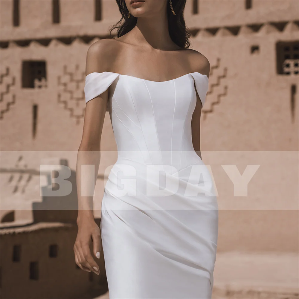 BIGDAY Satin Mermaid Wedding Dress Women 2025 Off The Shoulder Open Back Pleat Boat-Neck Bridal Gown Vestido De Noiva Customized 14 S4f1e134247744803ae6e377d1cd7796fI