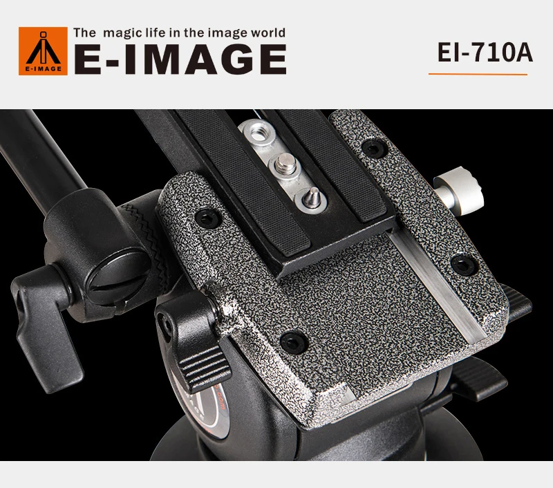 E-IMAGE EI-710A EI-710A 플러스 전문 대형 마우스 볼, 휴대용 유압 댐핑 카메라 삼각대