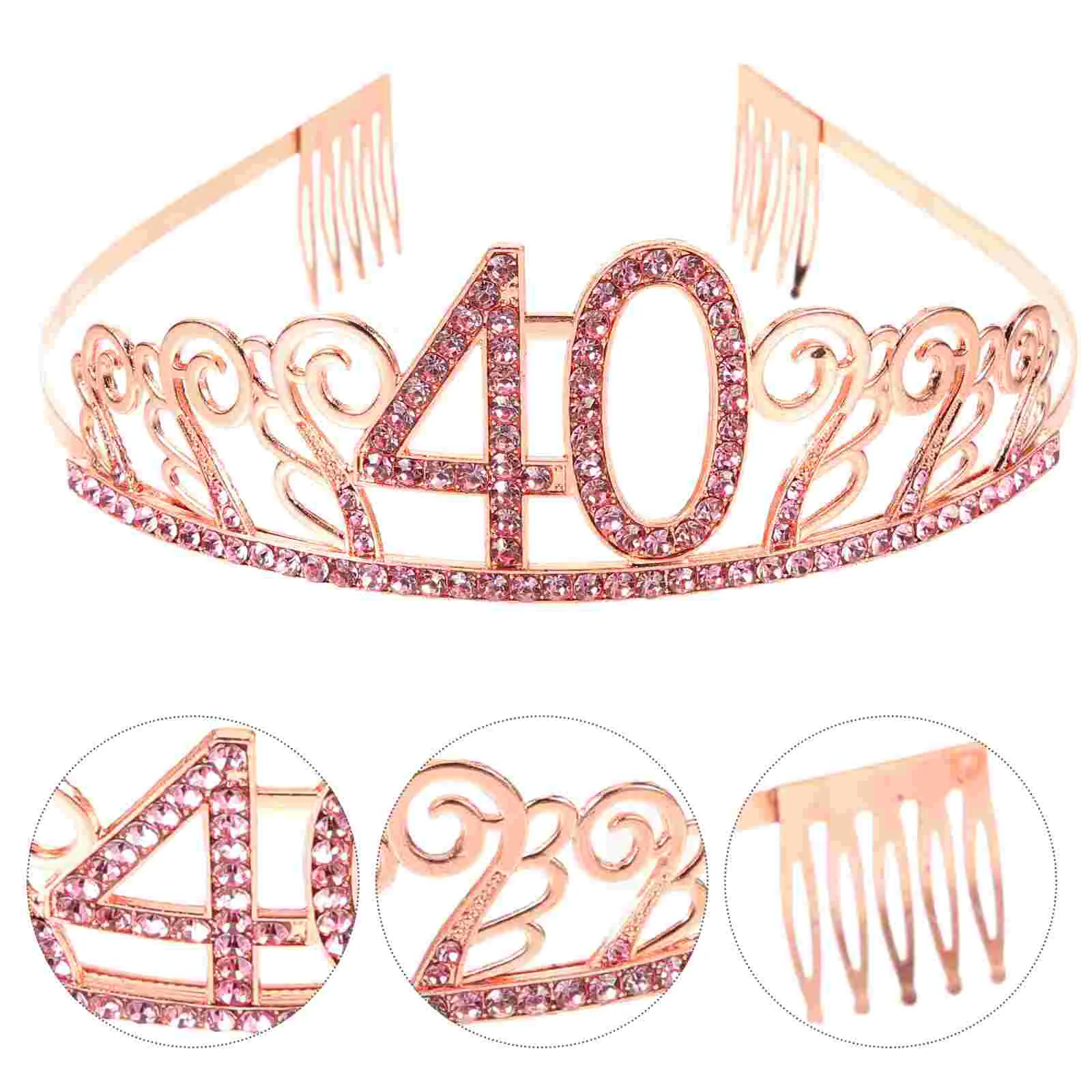 

Crown Rhinestones Birthday Tiara Comb Headbands Queen Miss Women's