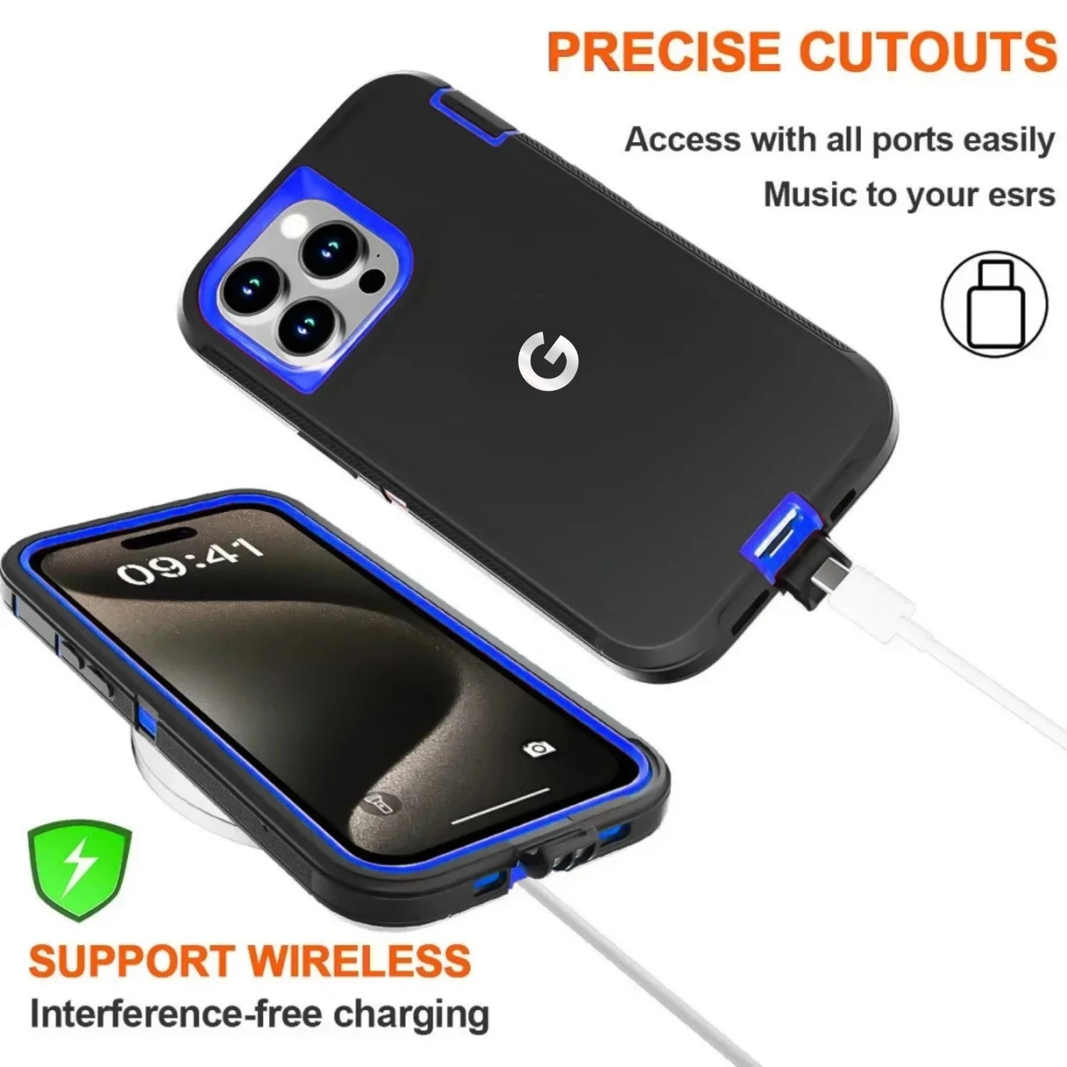 Heavy Duty Armor Shockproof Case with Wireless Charging Compatibility and Anti-Drop Protection