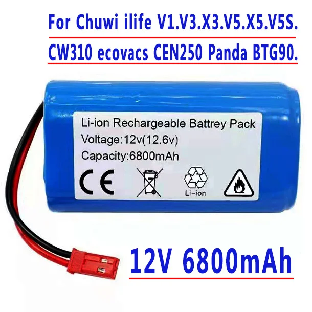 100% Новинка 6800 в мАч литий-ионный аккумулятор 12 В для Chuwi ilife V1 V3 X3 V5 X5 V5S CW310 ecovacs CEN250