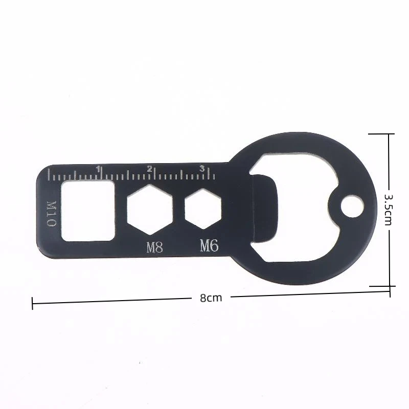 Versatile Stainless Steel Multi-Tool Keychain with Bottle Opener, Hex Wrench, Ruler & Seat Belt Cutter