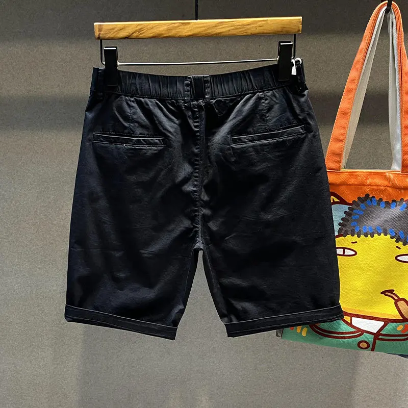 2024 new summer pure cotton stretch casual cargo shorts MEN'S trendy slim fit all-match Beach outdoor shorts