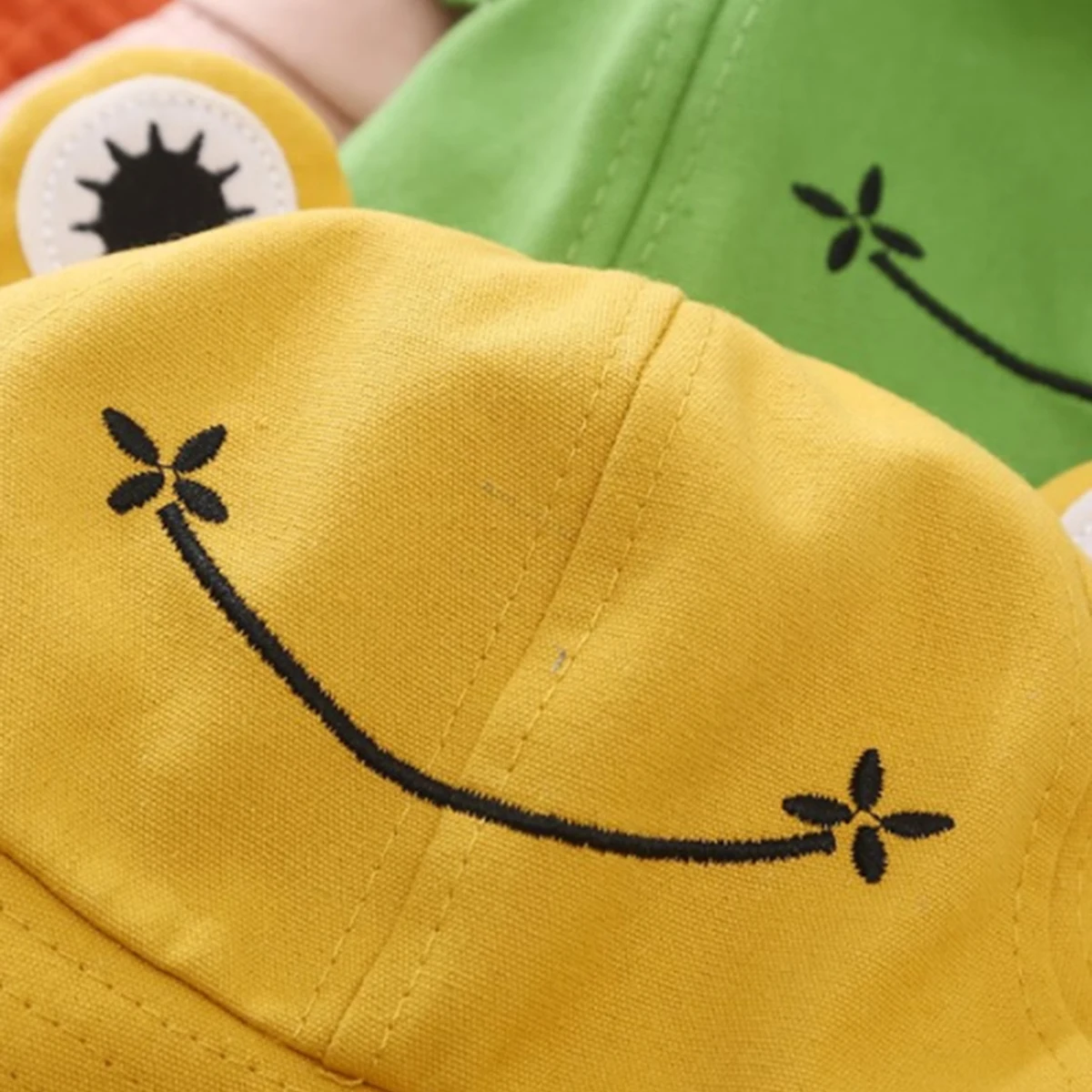 Children's Hats for Spring and Autumn, Thin Style, Sun Protection for Boys and Girls, Kindergarten Little Yellow Hat, Baby Sun Hat, Infant Fisherman Hat, Cute Cartoon Frog