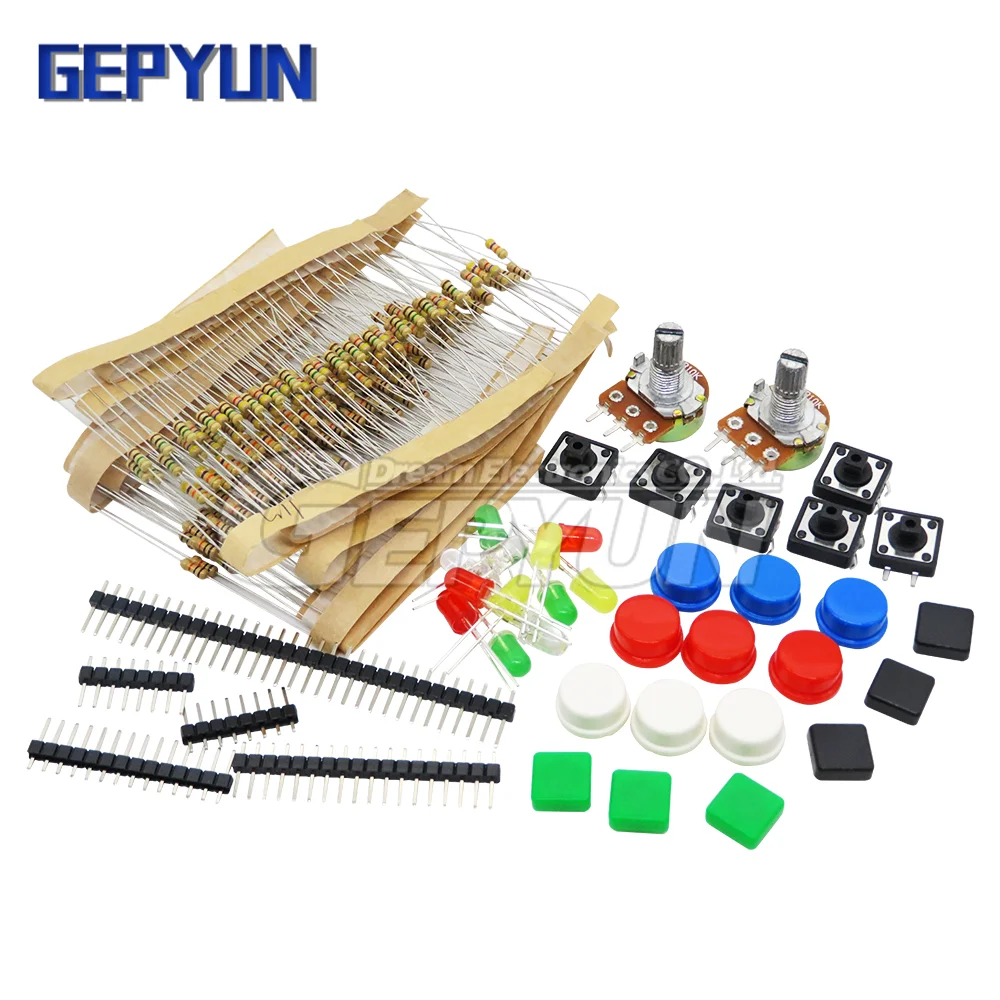 Kit Resistore Portatile Pratico Per Arduino Starter Kit Uno R3 Led Potenziometro Interruttore Tattile Pin Header