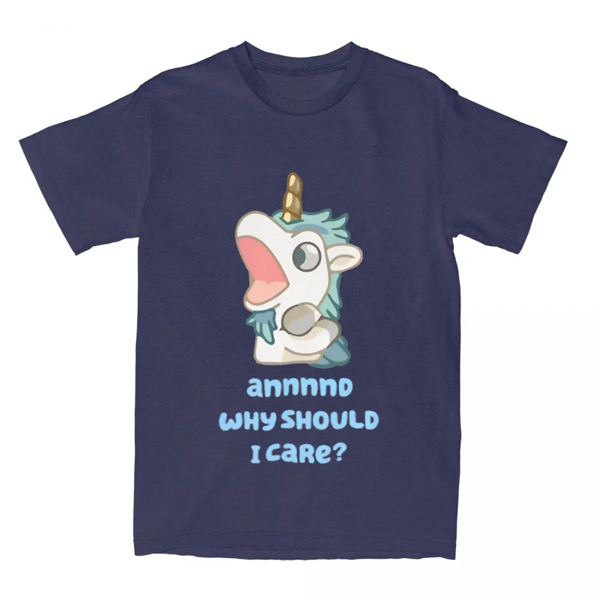 Comical Couple's Blue Cartoon 100% Cotton Summer T-Shirt – Men's Short-Sleeved Tee