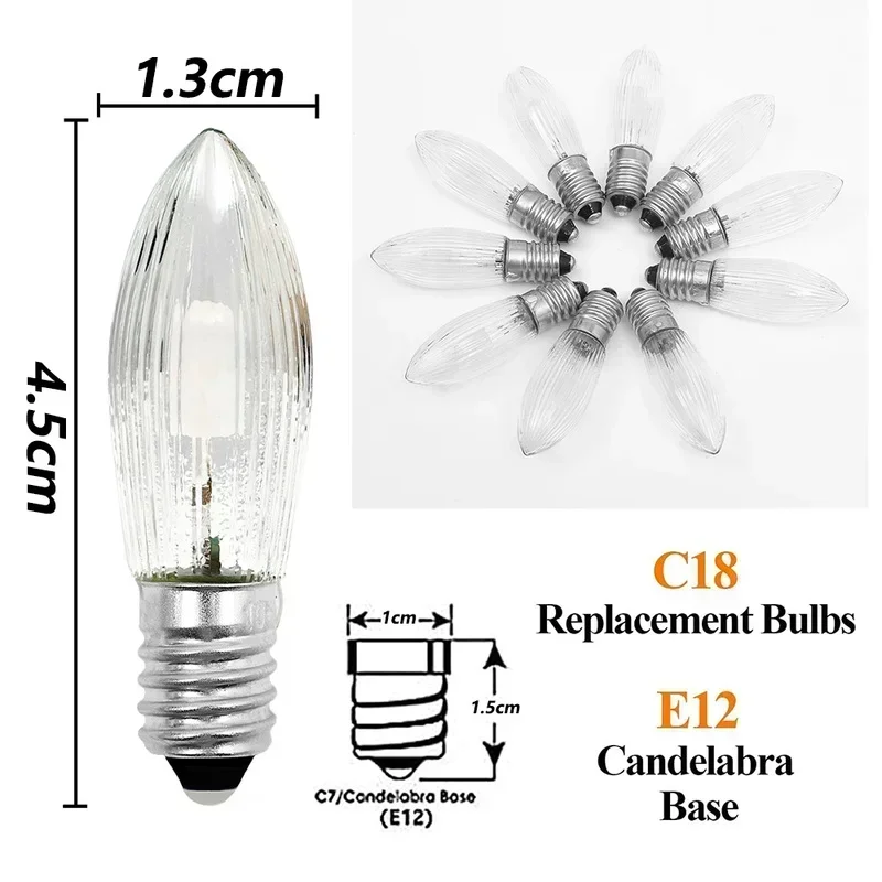 1/10PCS E10 LED 촛불 교체 램프 전구 라이트 체인 10V-55V AC 욕실 주방 홈 장식 실내 램프