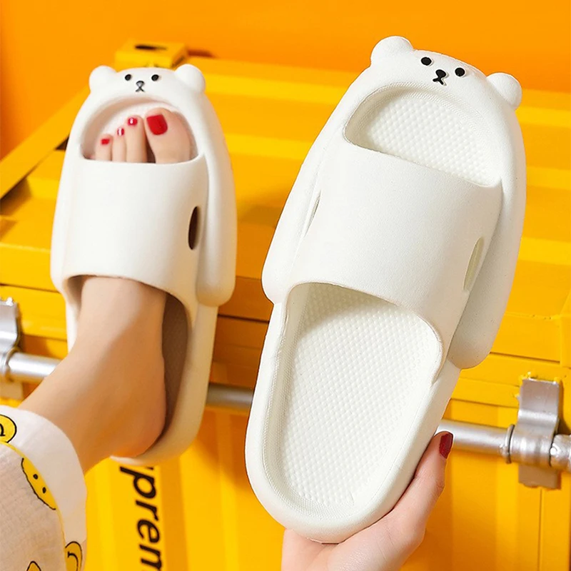 Summer Home Women Men\'s Slippers Indoor Girls Boy Thick Non-slip Soft Couple Cartoon Flip Flops Duck Beach Sandals Men Slippers