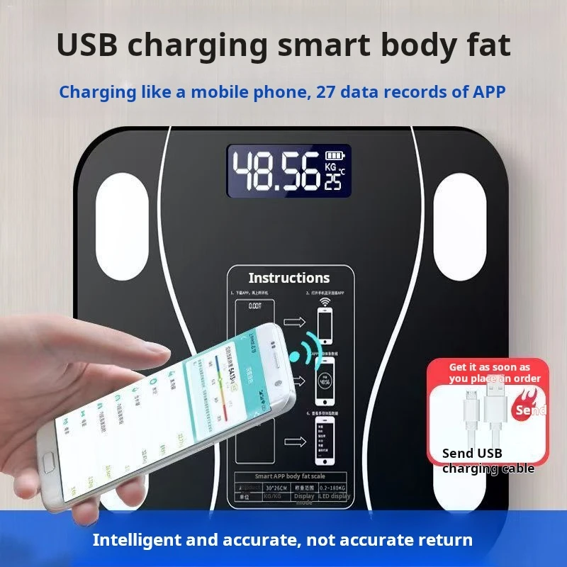 Digitale Bluetooth-Körperbioimpedanzwaage bis 180 kg, Ergebnis vom Mobiltelefon_voghion.com