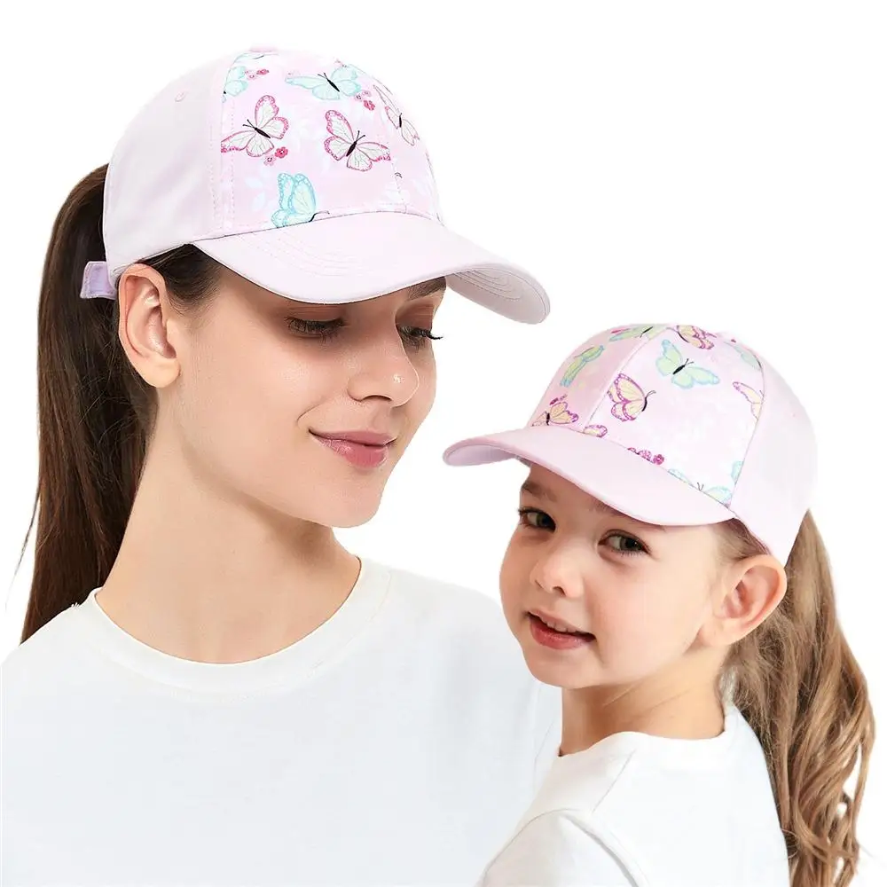 Baseball Cap Sun Hat 1pc Parent-Child Mother & Baby Daughter Ponytail Adjustable High Messy Bun Ponycap Quick Drying