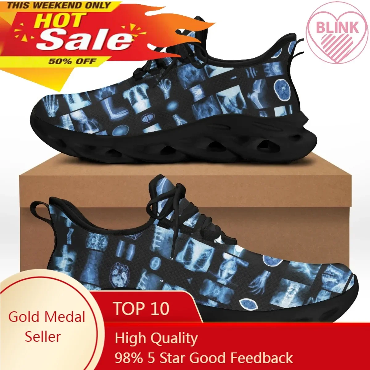 

CYWGIFT Men Sneakers Shoes Radiologic Technologist Blue Print Casual Men's Lightweight Flats Footwear Zapatillas Hombre 2022