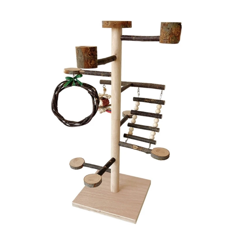 

Parrot Toy Birdcages Climbing Ladder & Swing Platform Entertainment Toy Wood Grinding Chewing Playstand Toy for Birdcages