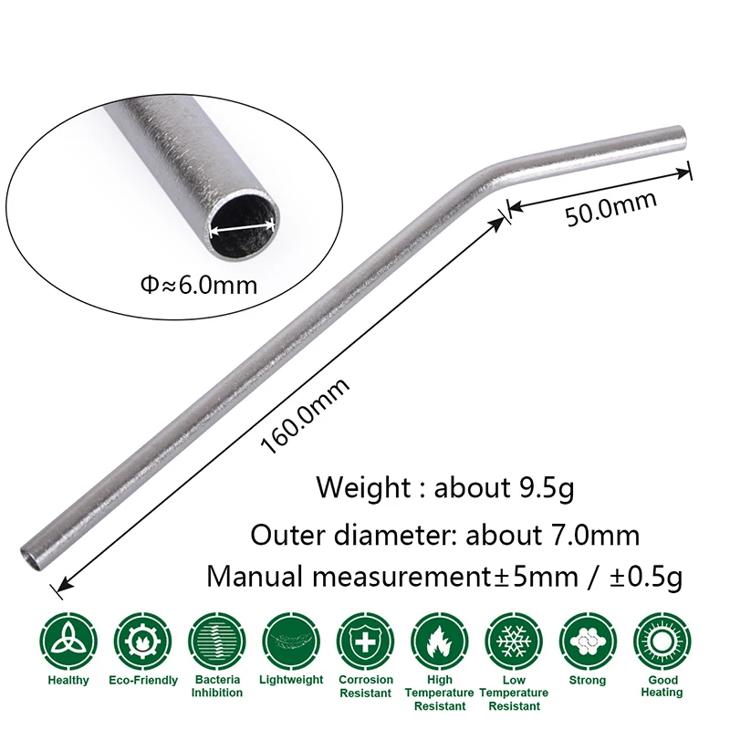 Colorful Titanium Reusable Straw Set with Cleaning Brush