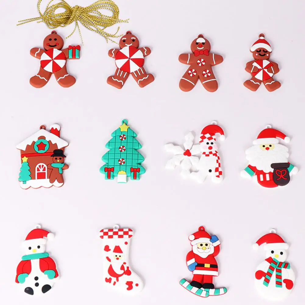 

Christmas Tree Hanging Ornaments Festive Holiday Decor 12pcs Christmas Cookie Man Snowman Santa Stocking House Ornaments Xmas