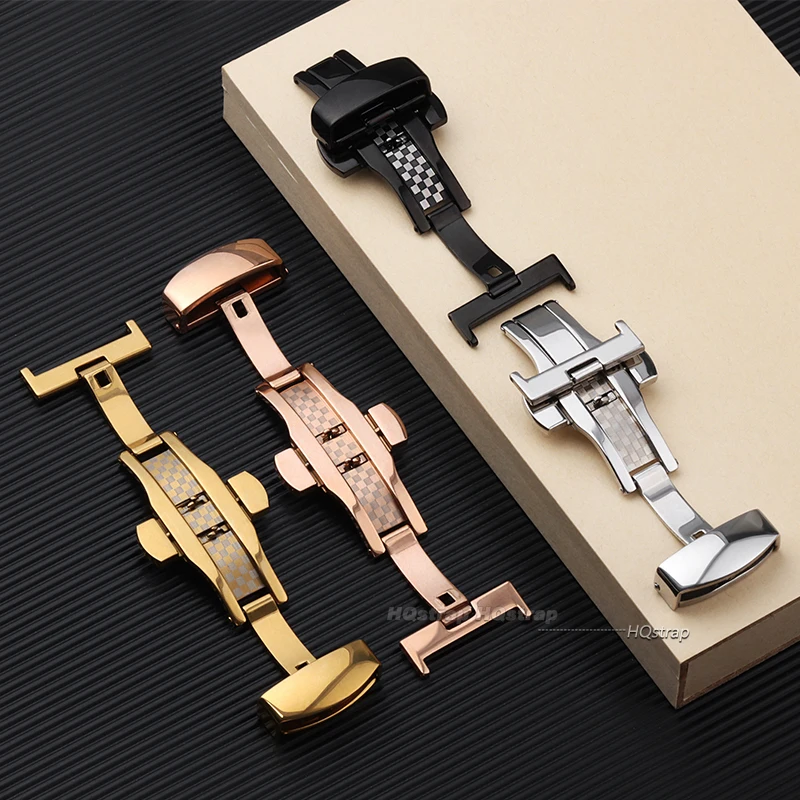 Polished Stainless Steel Butterfly Buckle Watch Clasp Accessory