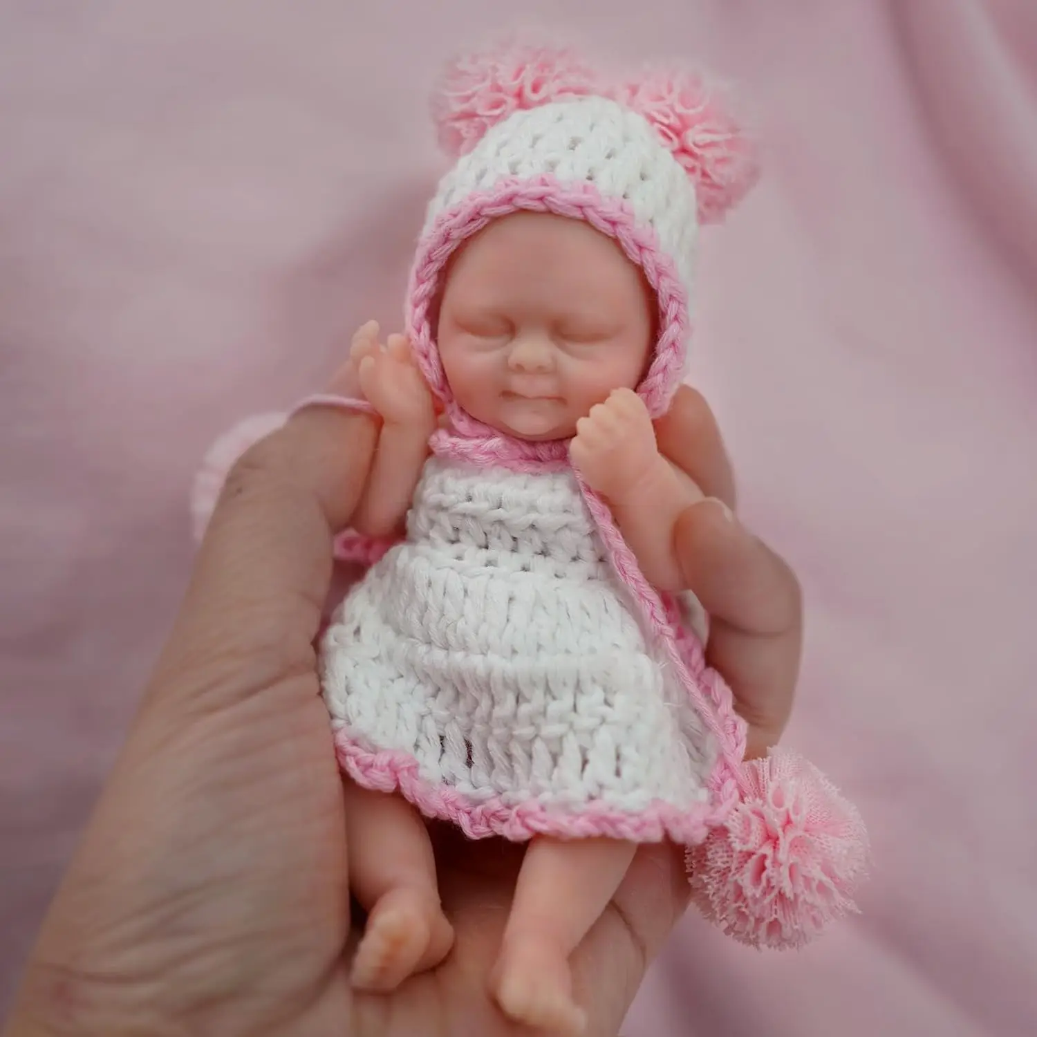 4.5inch Micro Preemie Full Body Soft Silicone Cute Baby Girl Doll