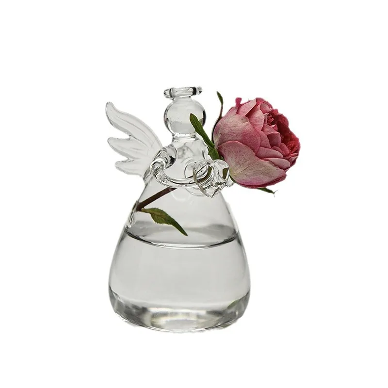 Angel Glass Vase Small Flower Bottle for Home Decoration Hydroponic Plant Pot Container Garden Ornament Angel Vase for Weddings