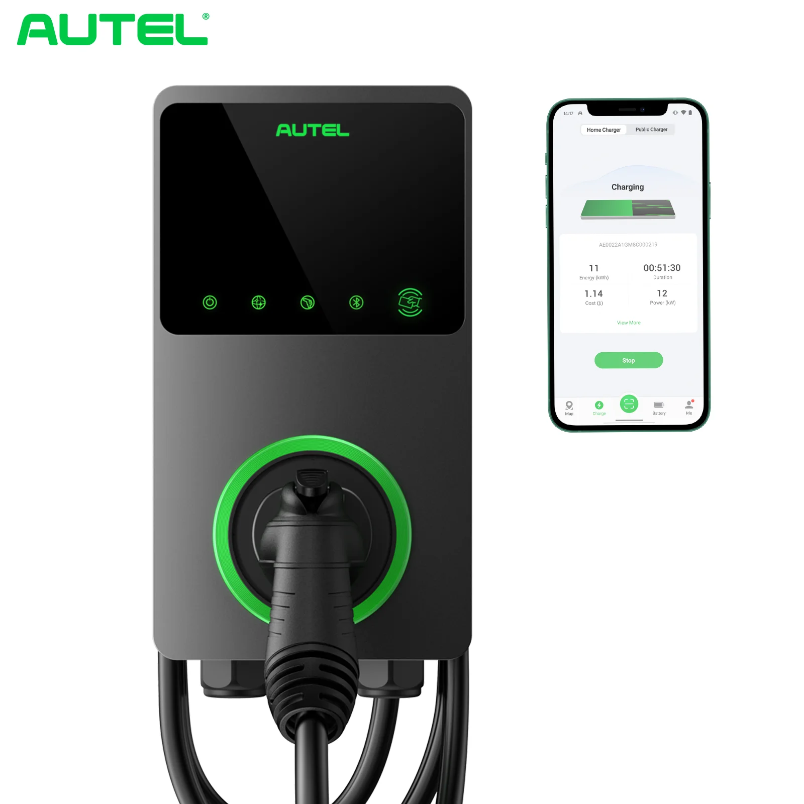 Autel New Level 2 Charger Replacement Cable, 16 Amp-50 Amp 240 Volt SAE  J1772 Charger for All EV Charging Stations, 25-Foot Charging Cable, More