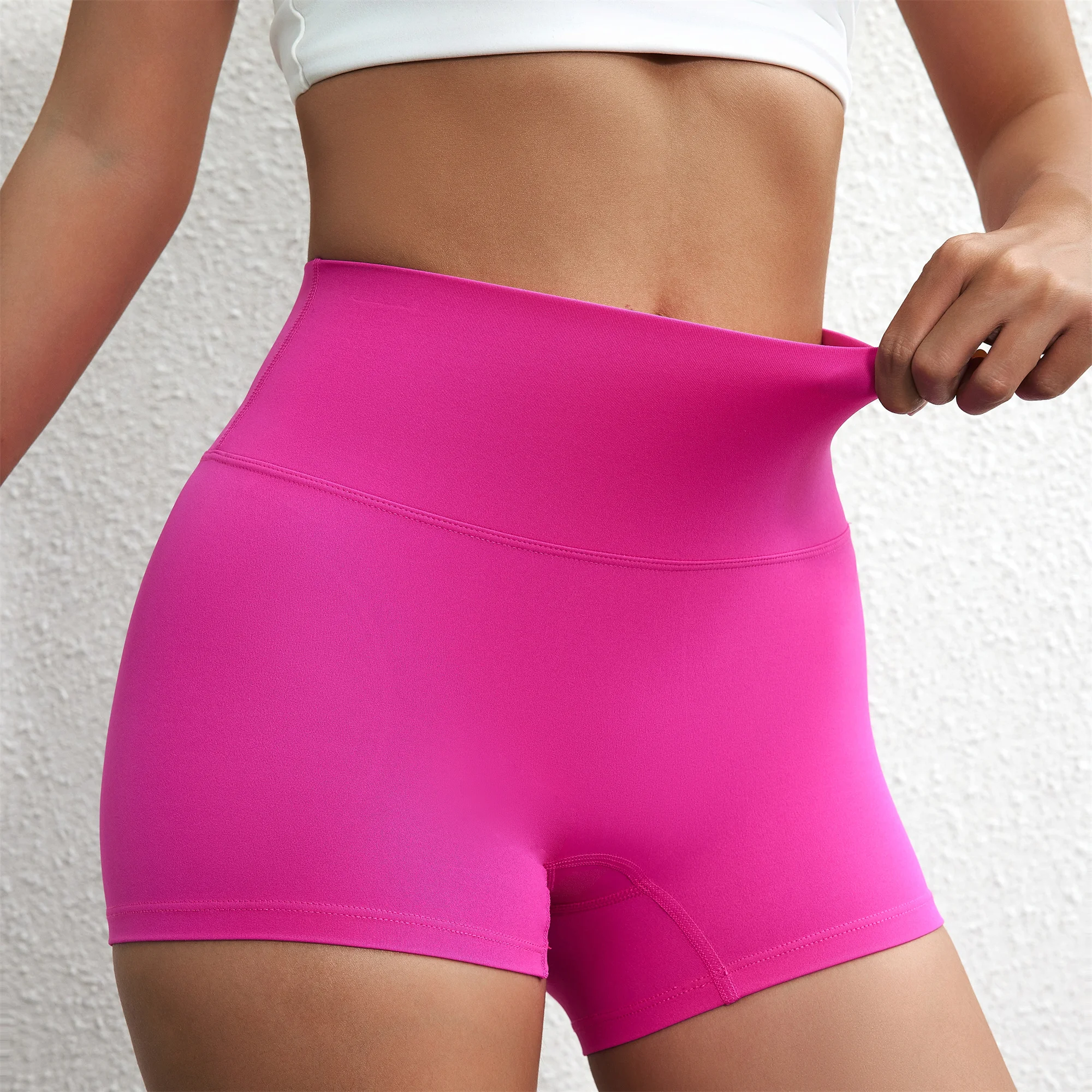 Sexy Solid Color Women Fitness Sport Short High Waist Athletic Yoga Short Leg Cycling Comprehensive Training Jogging Squat Proof 2