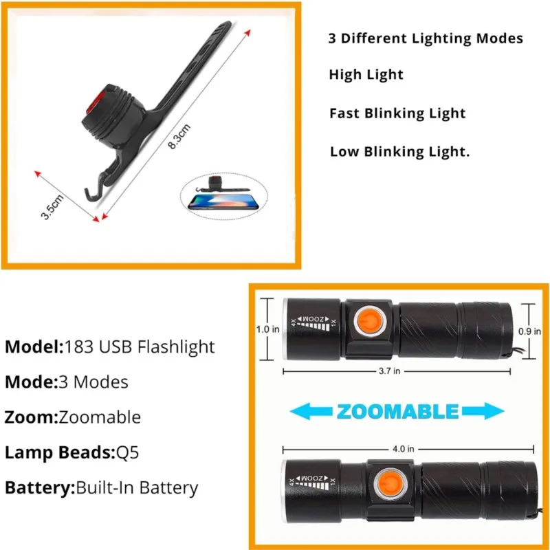 ZK30 3 in1 8000 lumenów rower światła LED ładowane na USB wodoodporna Super Bright Zoom reflektor tylne światła MTB światło rowerowe