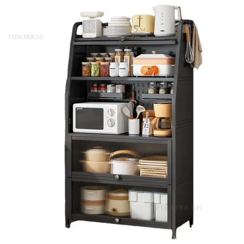 Modern Metal Kitchen Cabinets Household Multi-functional Storage Rack Multi-layer Floor Microwave Oven Cabinet with Door c 2