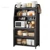 Modern Metal Kitchen Cabinets Household Multi-functional Storage Rack Multi-layer Floor Microwave Oven Cabinet with Door c 2