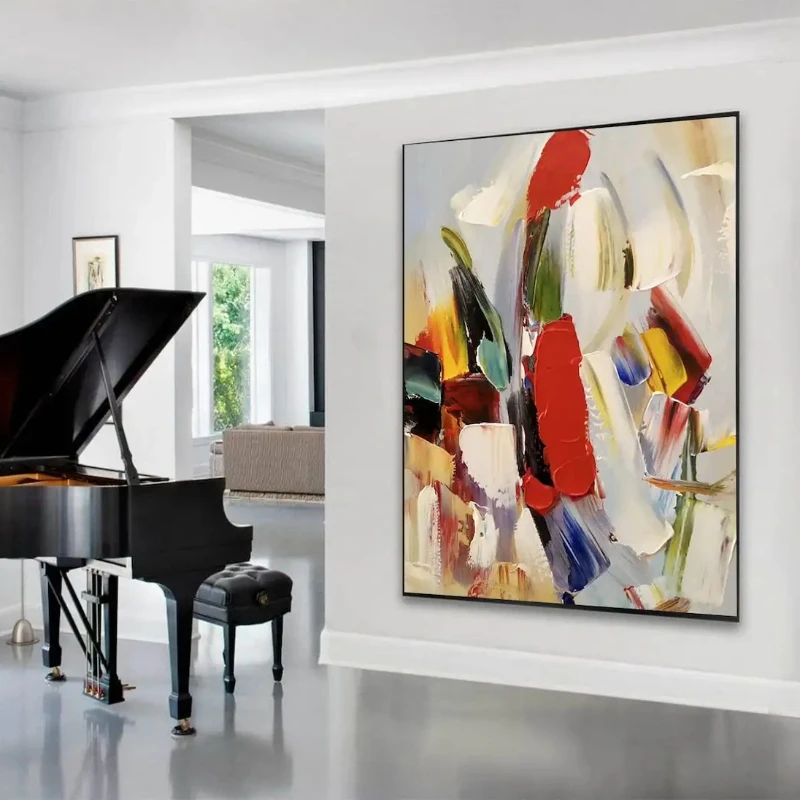 Colorful Textured Wall Art Abstract Handmade Painting On Canvas Large Wall Decor Room Decoration For Living Room Bedroom Picture - 4