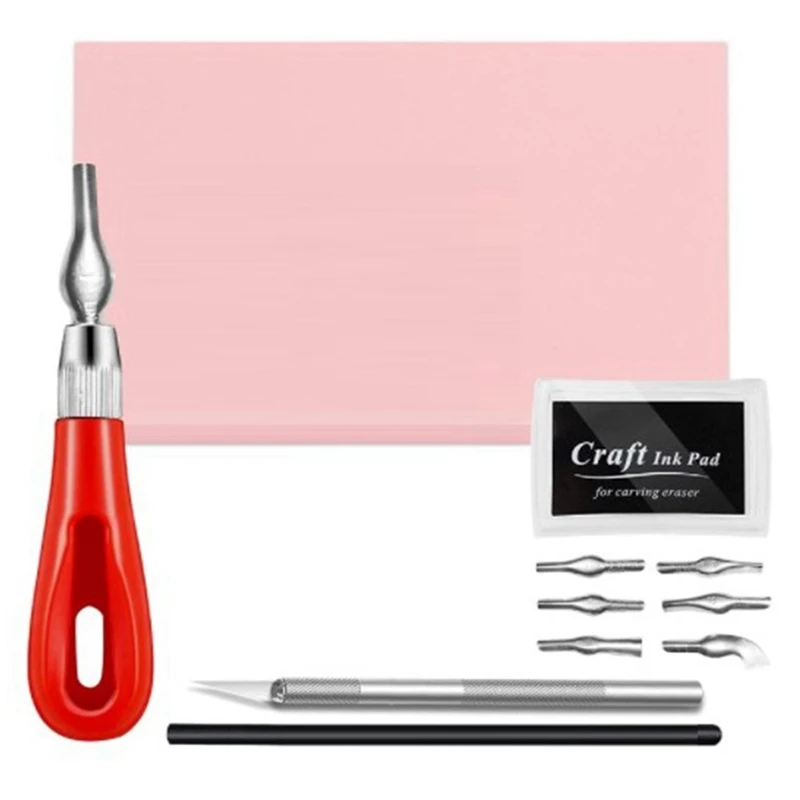 Rubber Stamp Making Kit,Rubber Carving Block Linoleum Cutter Set Rubber