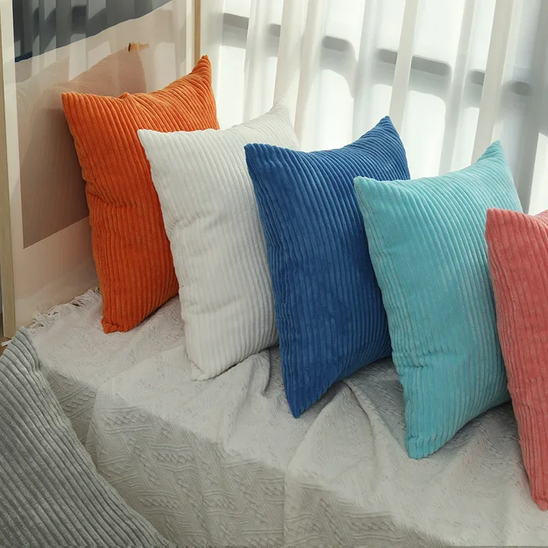 Corduroy Pillow Cover 40X40 45X45 50x50cm Soft Plush Flannel Cushion Cover Fluffy Couch Pillow Case for Sofa Living Room Decor 2