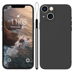 Ultra Thin Matte Silicone Soft Black Case with Lanyard Cord for iPhone 6 sPlus