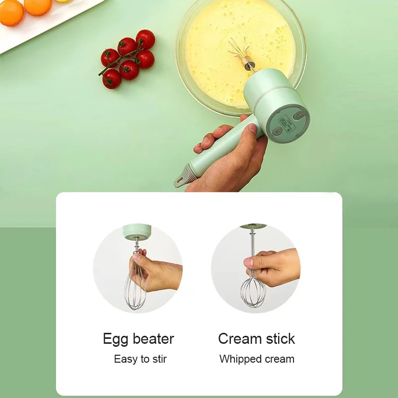 USB 2 In 1 Electric milk frother Garlic Chopper garlic chopper food mixer handheld blender Masher Whisk Egg Beater 3-Speed Mixer Kitchen Handheld Automatic frother foamer